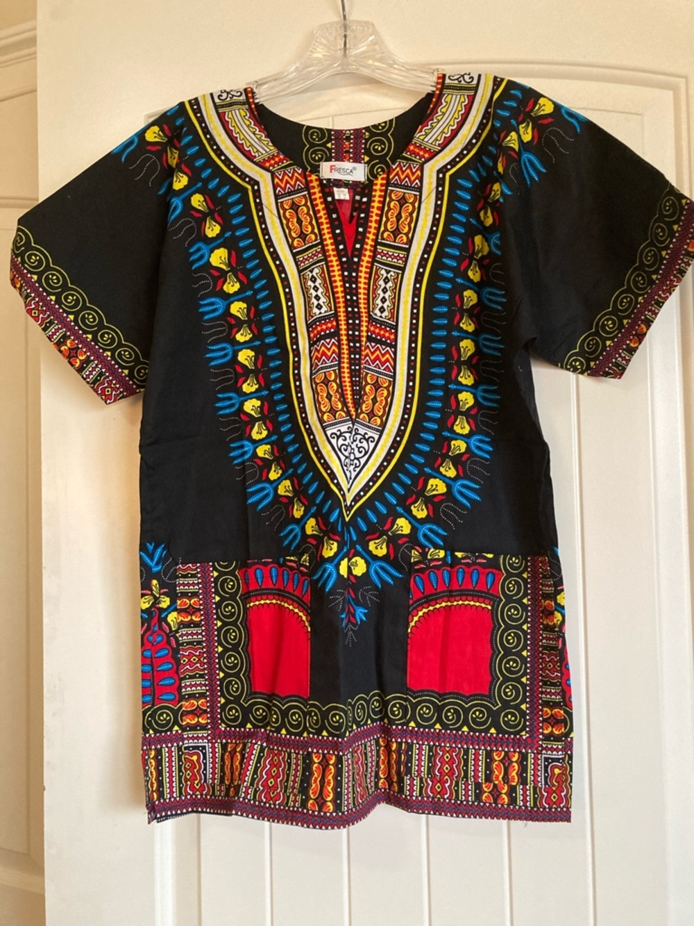 Finesse Black Dashiki Tee with Red, Blue, Yellow & Green Accents
W /M